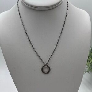 Catherine Popesco La Vie Parisienne  Vintage Round Gray Crystal Pewter Necklace‎